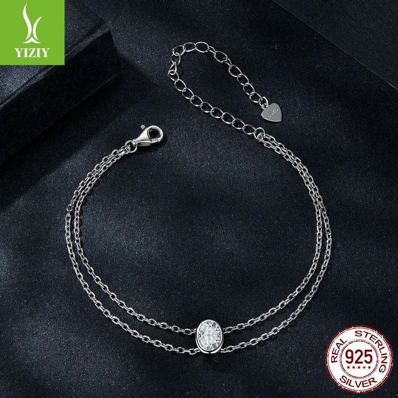 Simple Double-Layer One-Carat Moissanite Bracelet, Elegant Temperament And Charm S925 Sterling Silver Bracelet.