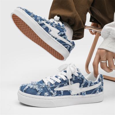 2026 Denim Canvas Paar Skateboard Schuhe Herbst Street Mode Board Schuhe Bequem Weiche Sohle Schnürung Herren Freizeitschuhe