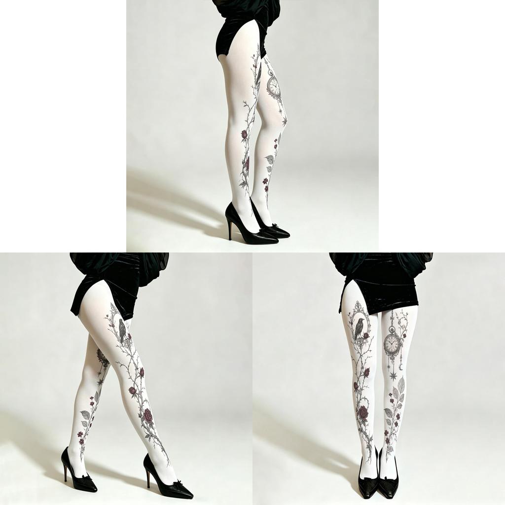 Dark Patterned Silk Stockings With Nylon Fabric For Women Casual Streetwear
