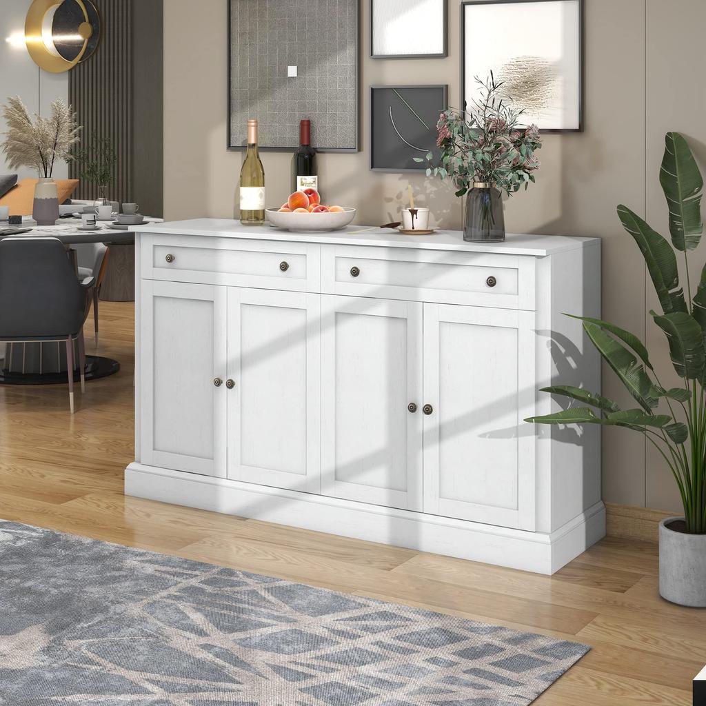 Sideboard Kommode mit 4 Türen und 2 Schubladen, moderner Buffetschrank mit viel Stauraum, Verstellbares Regal