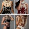 Handmade Faux Pearls Shawl Necklace Shoulder Chain Rave Body Chain Jewelry Festival Summer Beach Clothings Decoration