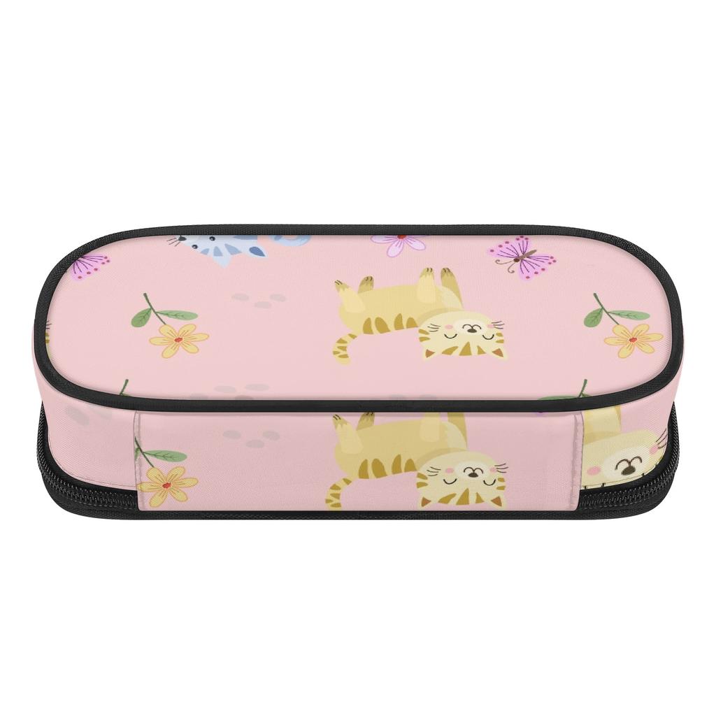 Pencil Bag 300D Polyester Organized Storage Easy Open Zipper with Main Compartment Mesh Pocket and Pen Slots for Daily School Use