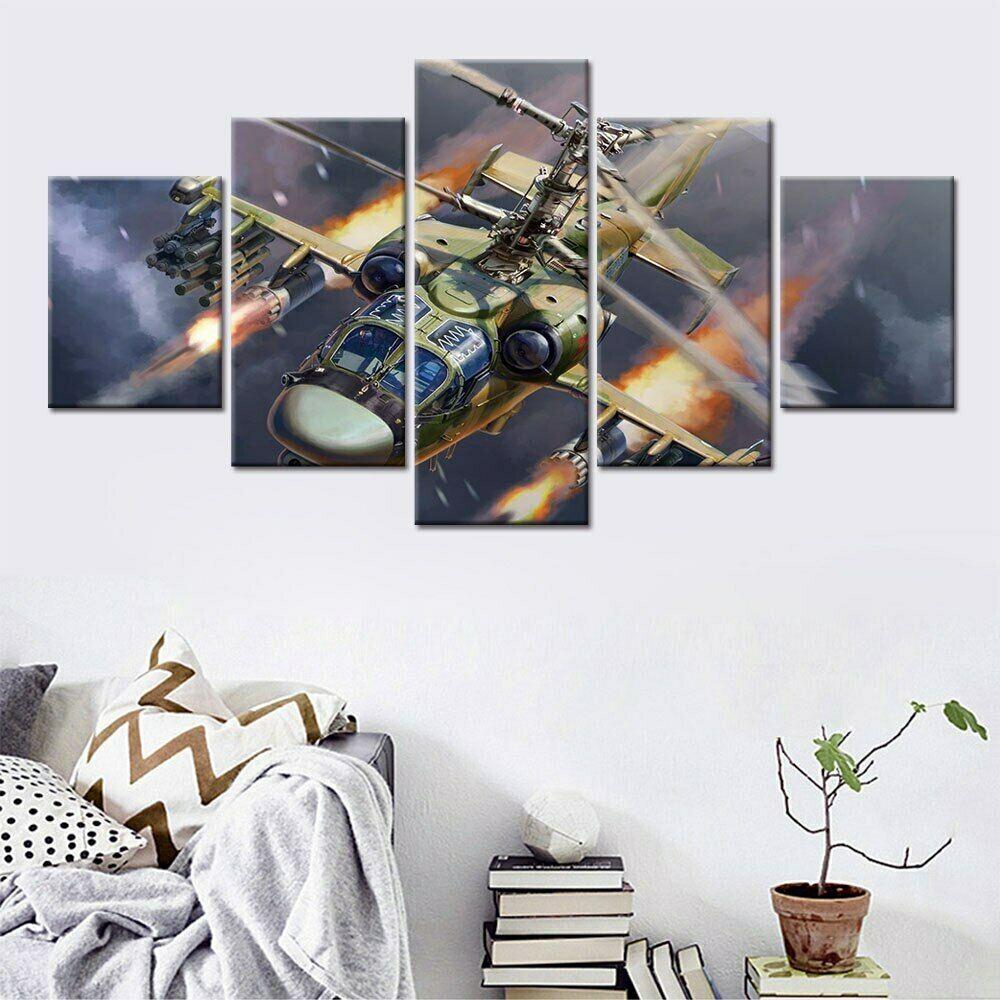 5Pcs Aircraft Helicopter Plane Decor Wall Art Poster No Framed 5 Panel Room Decor Modern 5 Pieces Canvas Abstract Pictures
