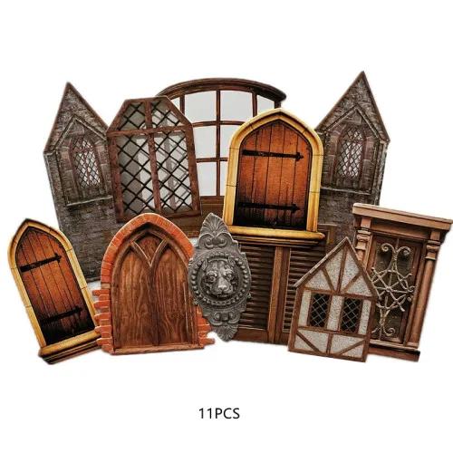Vintage Material Paper Wooden Door Thick Card Handmade DIY Scrapbooking Junk Journal Bottom Collage Album Decoration
