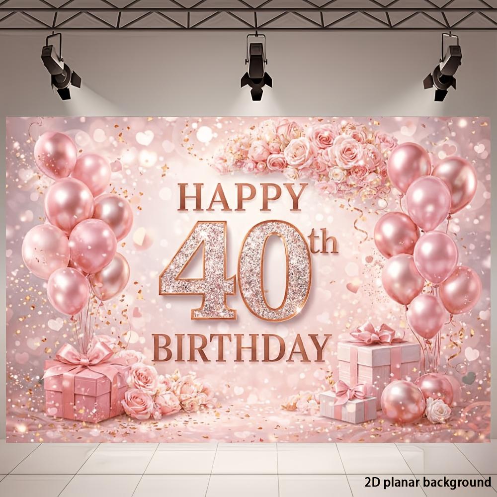 2D 40th Birthday Party Banner Background - Happy 40th Birthday Theme, Made of Polyester Material