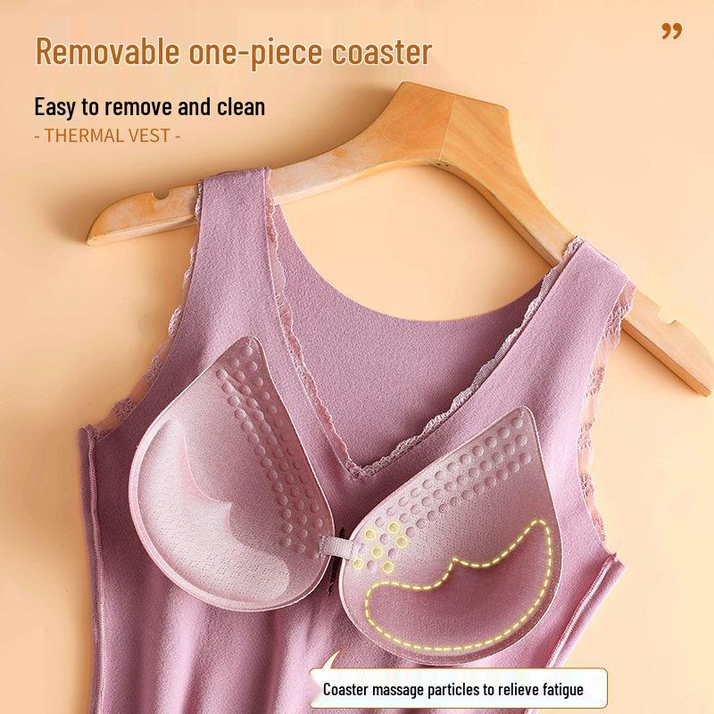 Women's Seamless Fleece-Lined Vest with Chest Pads - Warm & Cold-Proof Underwear