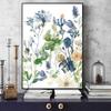 Aquarell Blaues Blumen Gemälde Leinwanddrucke Wildblumenstrauß Blumige Pflanzen Poster Wandbilder für Wohnzimmer Dekoration