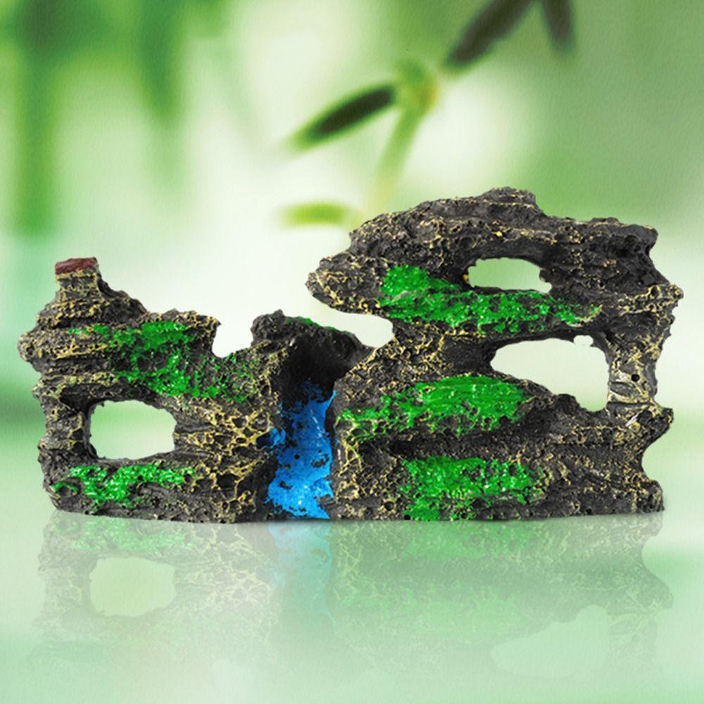 Unique Aquarium Rockery Figurines Realistic Handmade Rock Mountain Statue Resin Craft Simulation Stone Statue