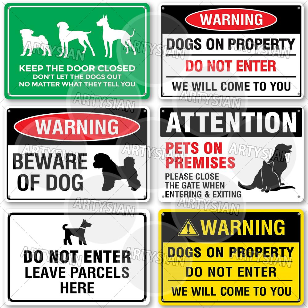 No Dogs Allowed Metal Sign Beware of Dog Private Property Warning Plaque Alert Dog-Free Zone Security Keep Dogs On Lead