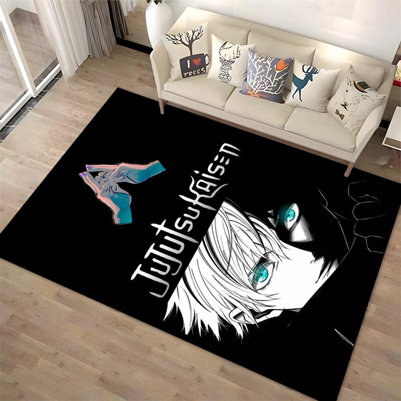 Anime Rug with Jujutsu Kaisen Design, Gojo Satoru Illustration Carpet Suitable for Use As an Anti-slip for Living Room Bedroom Sofas