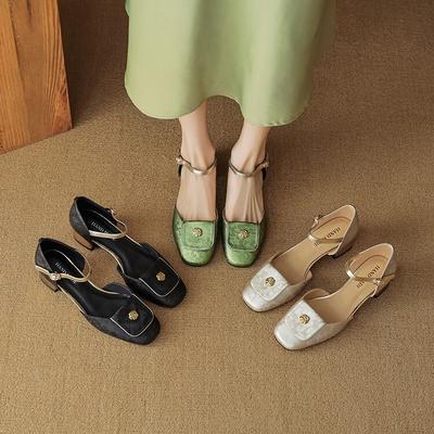 High Heels Mary Jane Women'S Shoes Summer Small Leather Shoes Chinese Fashion Casual Word With Thick Heel Single Shoes Women