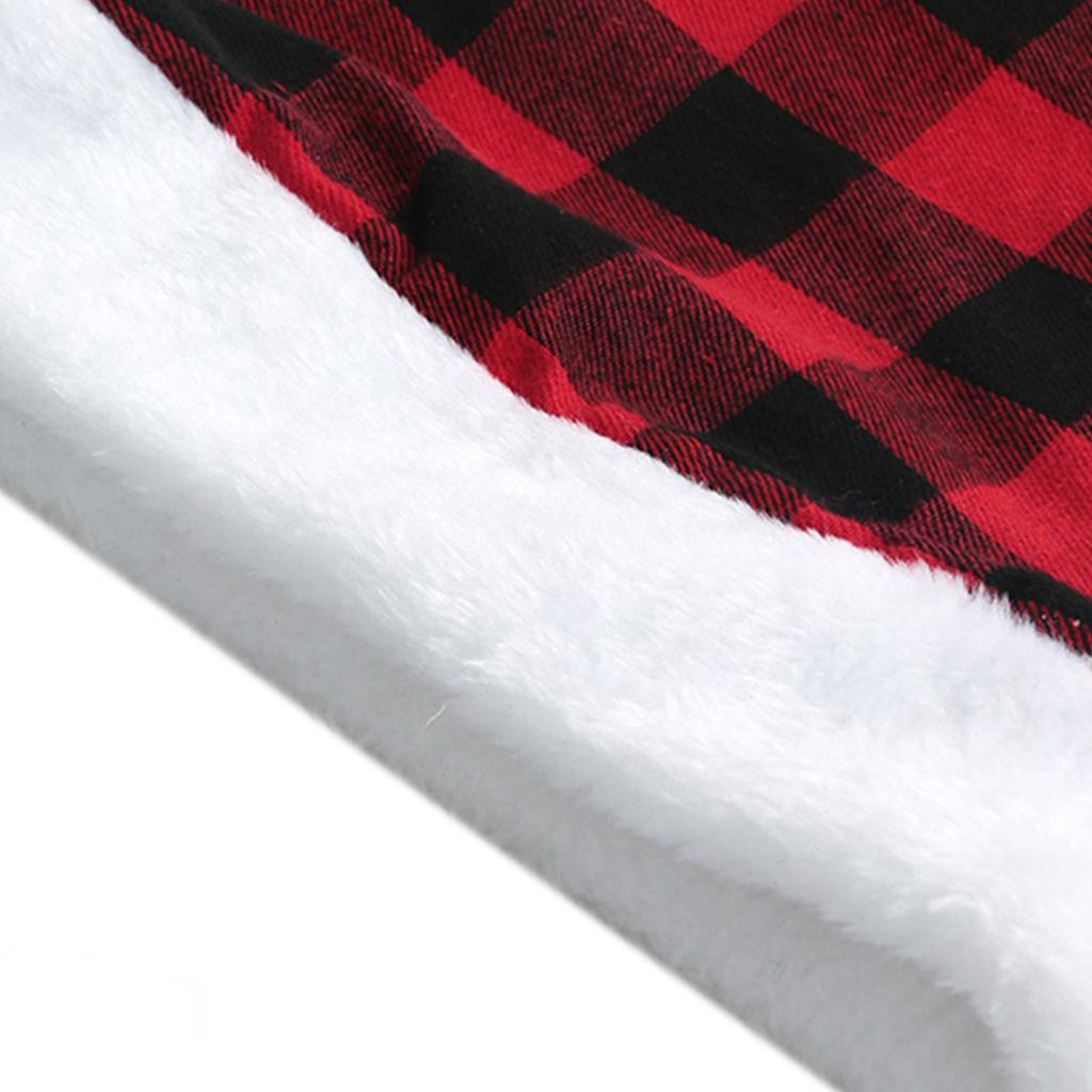 Carnival Cosplay Santa Hat with Lattice Pattern Adult Warm Velvet Christmas Hat for Women Men Teenagers Presents