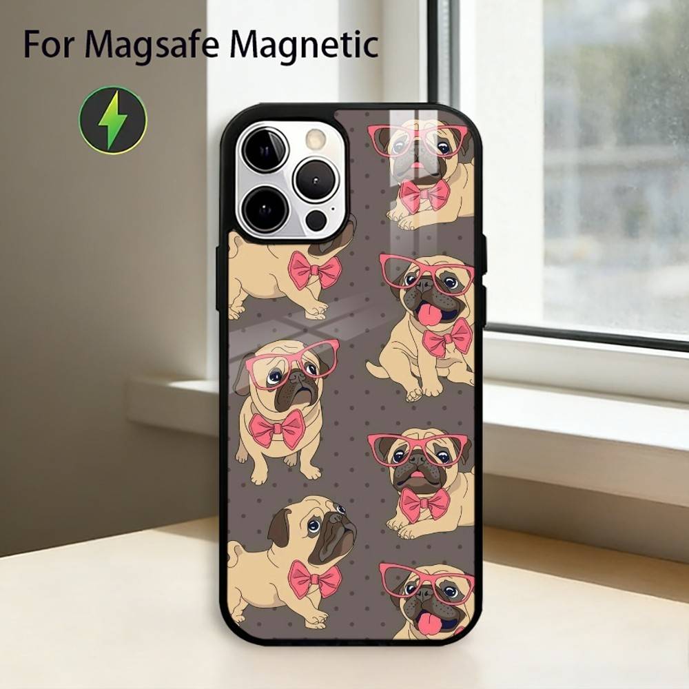 C-Cute Pug Dog Phone Case For iPhone17,16,15,14,13,12,11 Plus,Pro Magnetic For Magsafe Wireless Charging