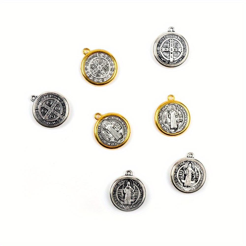 10pcs Retro St Benedict of Nursia Patron Against Evil Saint Medal Pendant Catholic Necklaces Religious Gifts.