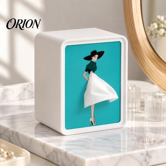 Ballerina Art Paper Dispenser Light-Up Rectangular Tissue Box, Cartoon Design LED Night Light, Decorative Desk Organizer Towel Holder for Bedroom And