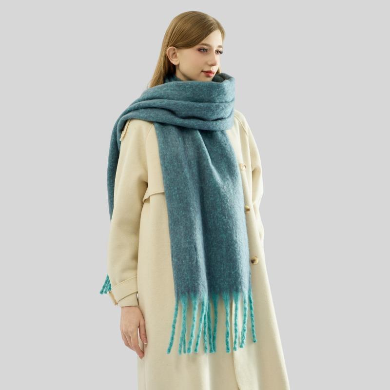 Scarf autumn and winter new women's shawl long tassel thick beard versatile thickened skin-friendly solid color scarf