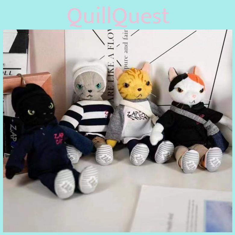 Wear Clothes Cool Cat Plush Keychain Toy Stuffed Dolls Backpack Pendant Gifts