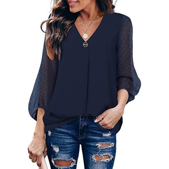 

Женская жаккардовая рубашка большого размера с пышными рукавами, свободная посадка, тонкий цвет, повседневный пуловер, уличная одежда