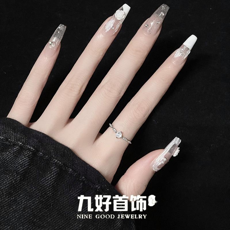 

Niche Design Sense Cold Wind Diamond Zircon Simple Light Luxury High Sense Open Ring Women Adjustable opening