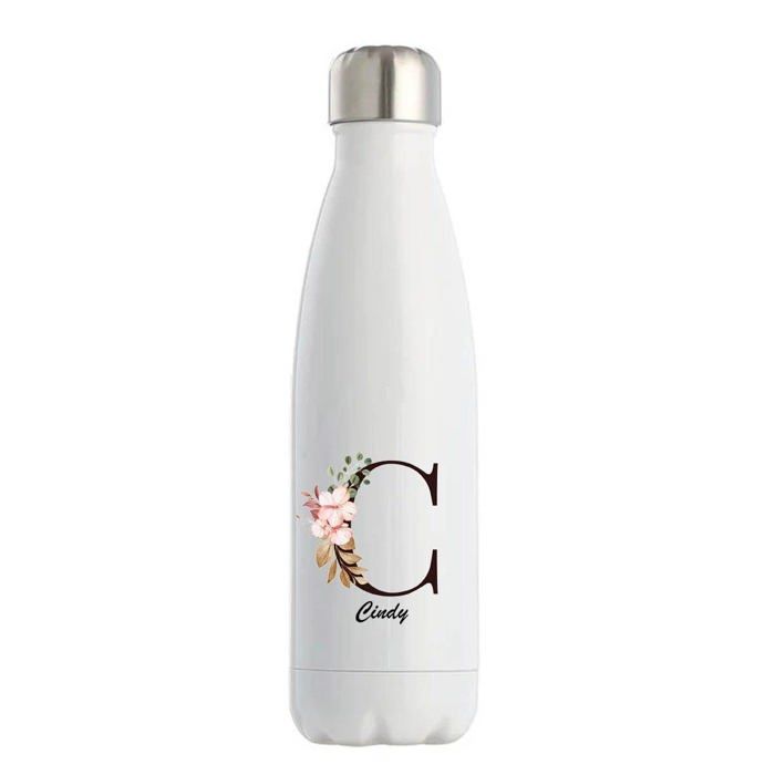 Bouteille Isotherme Cindy | Gourde prénom femme conservation chaleur double paroi isolante et réutilisable | Idée cadeau