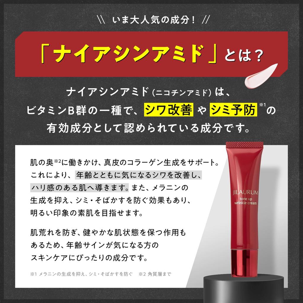 JILAURUM Cream for Makeup Improves Wrinkles and Dark CC Cream with Item Tone-Up Men, Base, Spots, Niacinamide, Quasi-drug, 30g/Single