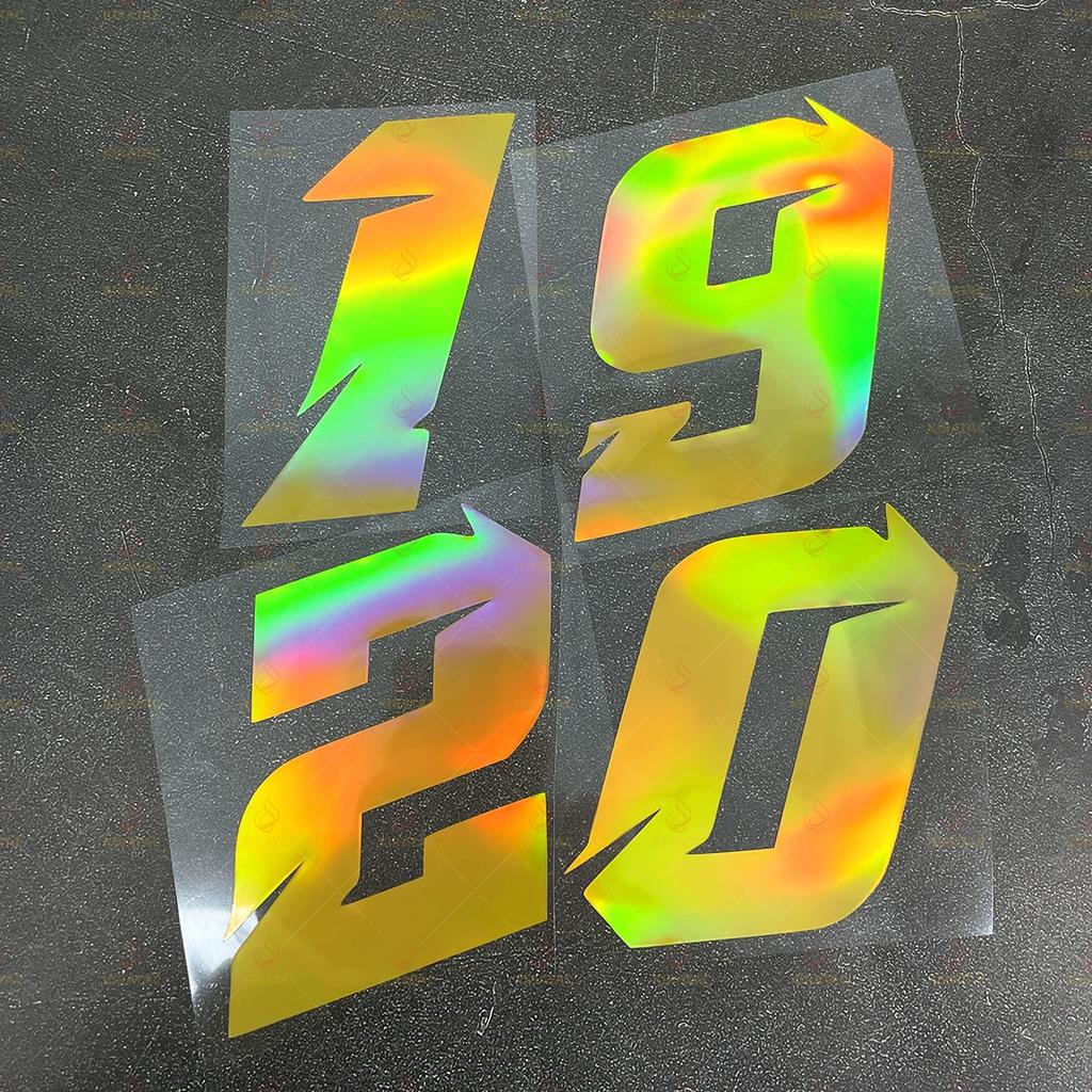 2pcs Gold Laser Motorcycle Number 0-9 Stickers Waterproof for Motorcycle Fairings Fuel Tank Helmet Scooter Universal Vinyl Decal