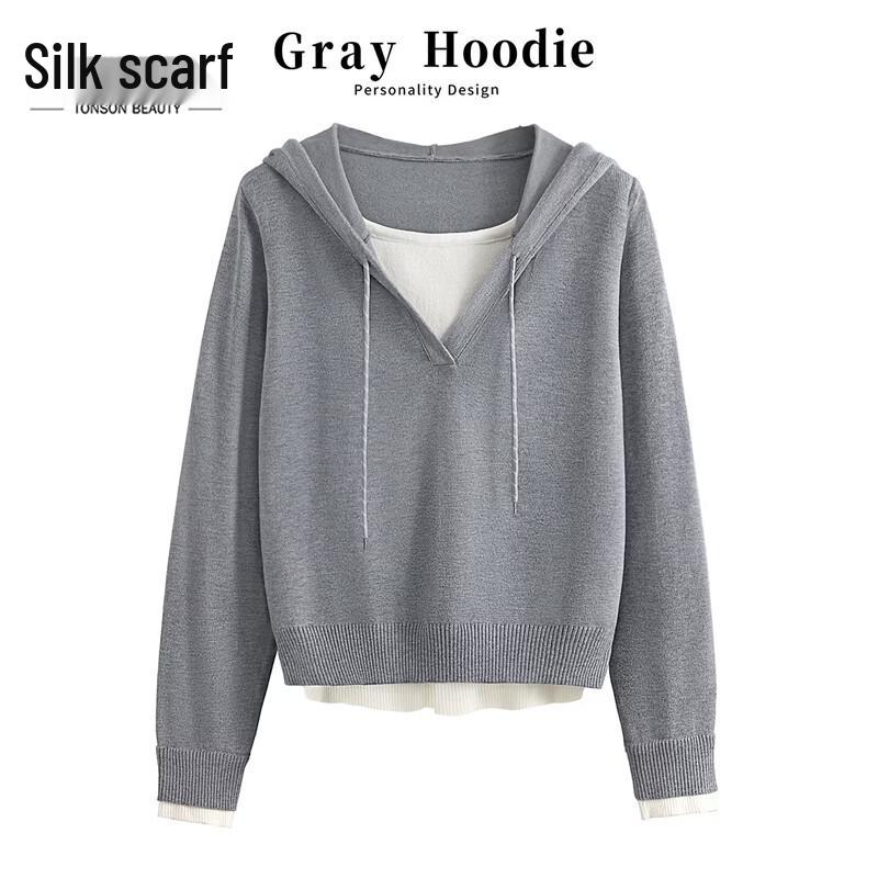 Women s Color-Block Hooded Long-Sleeve Knit Top M 3790₽