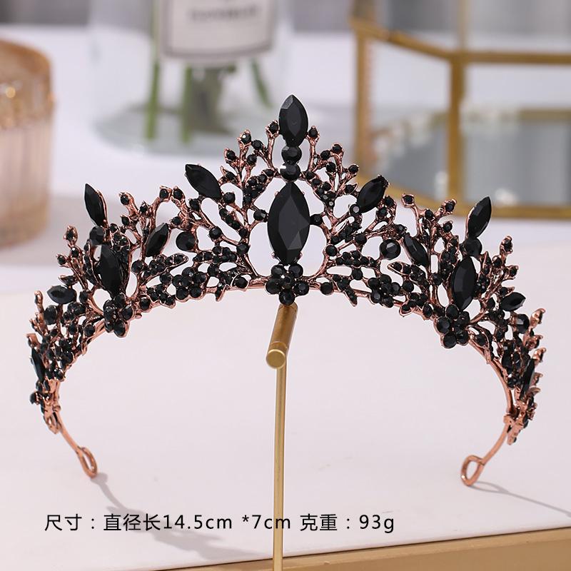 Baroque Black Crystal  Bridal Tiaras Crowns Pageant Prom Diadem Rhinestone Veil Tiara Headband  Wedding Hair Accessories
