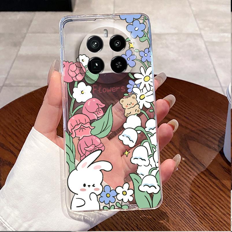 For Realme GT5 Pro Casing Clear Soft Silicone Love Heart Rabbit Cute Cartoon Back Cover for Realme GT 5 Pro 5G Phone Case Bumper