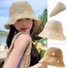 Lovely Foldable Straw Hat Little Flowers Sun Protection Fisherman Cap UV Protection Breathable Bucket Hat Summer