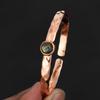 Brățară Cuff din Cupru Ciocănit, Realizată Manual, cu Piatră Naturală de Labradorit - Brățară Deschisă Boho Reglabilă pentru Femei