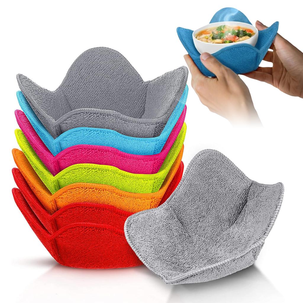 1-4PCS Microwave Bowl Cozy Quilted Heat Resistant Holder for Bowls Plates Soup Food Kitchen Insulated Protector