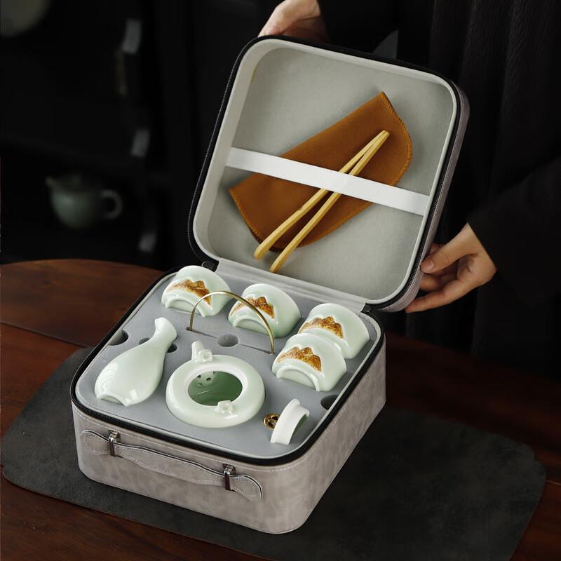 Bafangli Jiangshan 9-Piece Yingqing Celadon Tea Set