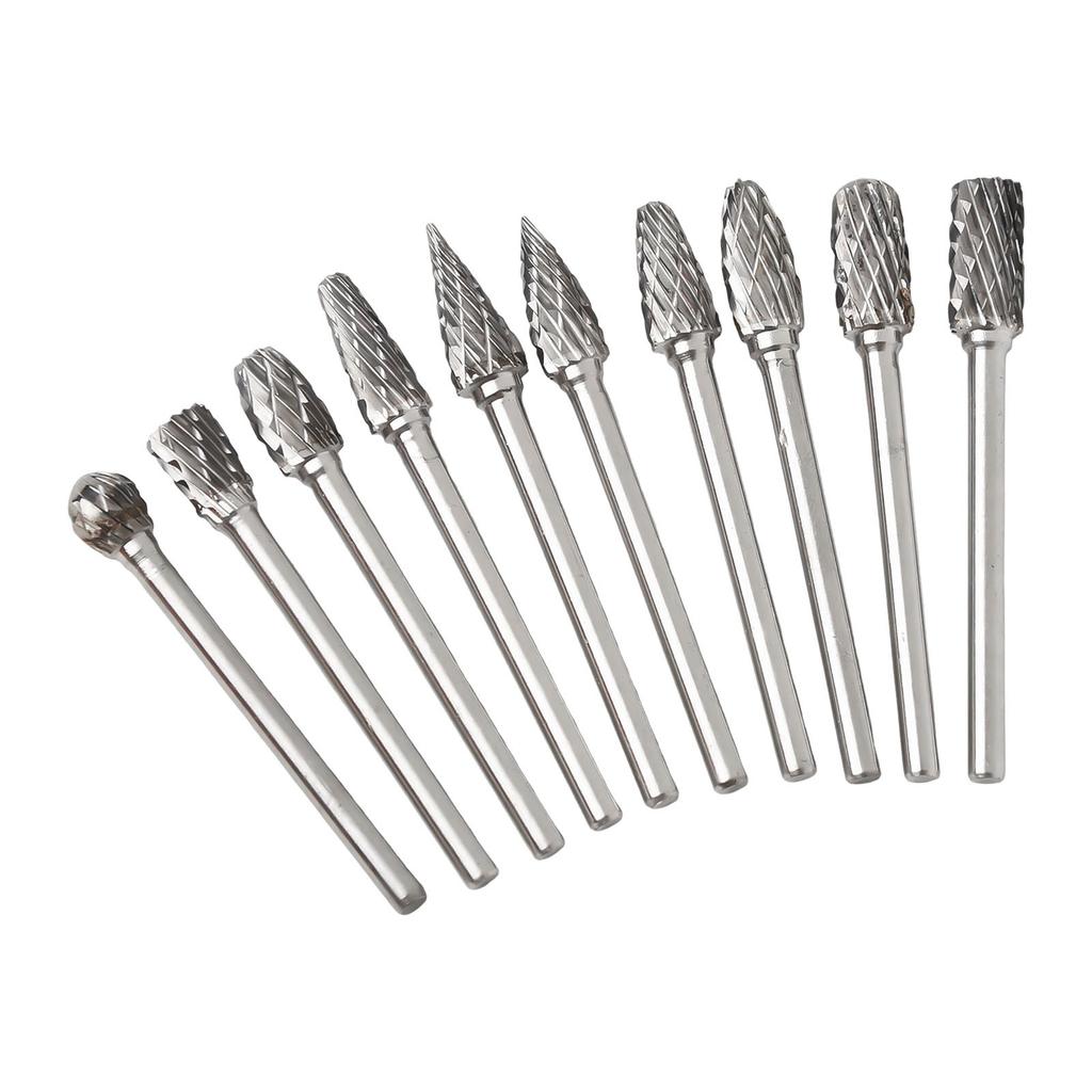 Long Lasting Carbide Steel DoubleCut Grinding Heads Set 10 Piece DIY Tool Kit