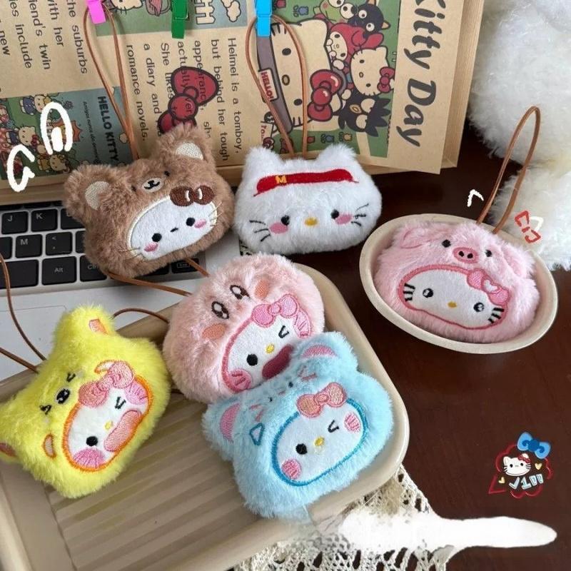 Cute Cartoon Plush Cat Keychain Heart Doll Pendant For Backpack Bag Decorative Accessory