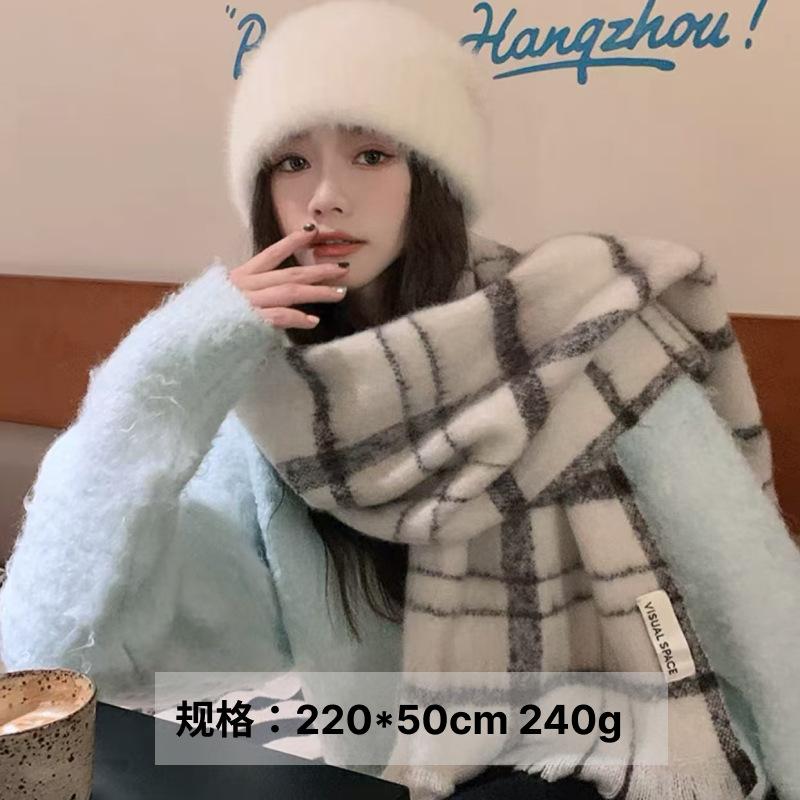 65 * 200cm Autumn And Winter New Women'S Versatile Simple Large Tassel Imitation Cashmere Double Sided Scarf For Warmth And Atmosphere, Shawl