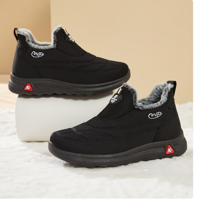 Men's and Women's Plus Size Winter Warm Fur-Lined Snow Boots with Fleece Lining, Ankle Boots, Slip-Resistant Hiking Boots, Cotton Boots