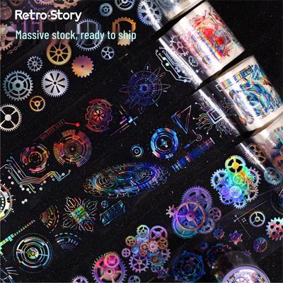 RetroStory Gear Rhapsody Serie Original Laser Journal Dekorative Collage DIY Tapes - Set mit 6