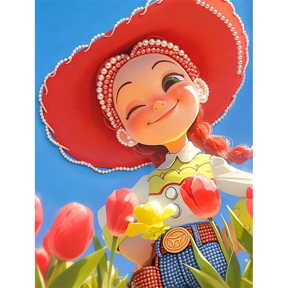 

Disney Pearl Painting Toy Story Trish and Flowers Handmade DIY Pearl Gemstone Painting Pictures Crafts Special Shape Home Wall Decoration 30x40