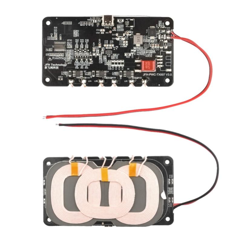 1Pcs Diy Car Outdoor Power Supply 18W Type-C For Qi Wireless Charger Transmitter Module Circuit Board With 3 Coil 5V 9V 12V
