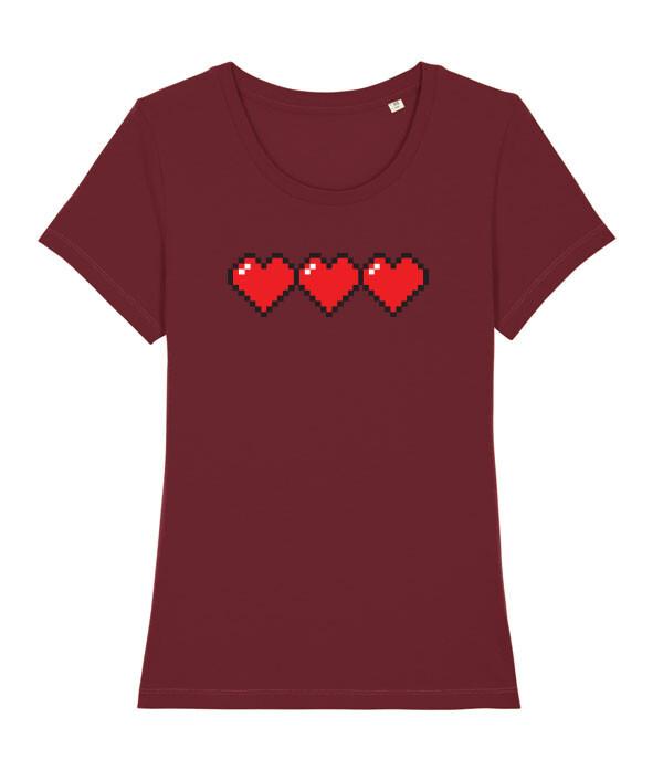 3 Pixel Hearts Retro Gaming Life Bar Videogame Unisexs Fit TShirt