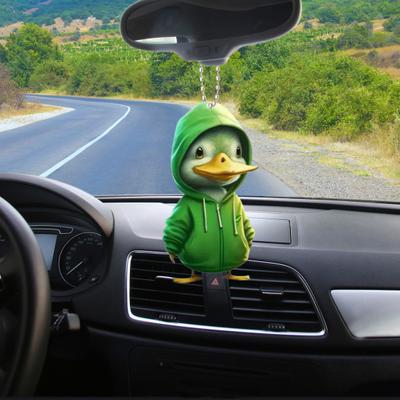 Hoodie Duck Acrylic Hanging Decoration Home Indoor Christmas Tree Car Rearview Mirror 2D Flat Duck Hanging Ornament Cartoon Animal Pendant