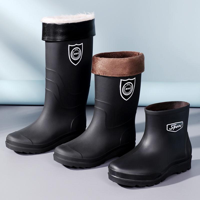 Frosted rain shoes men's fashion waterproof, non-slip and wear-resistant medium tube fishing work