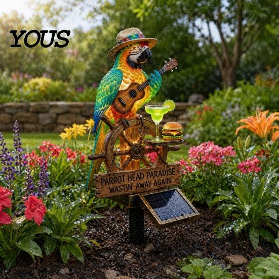 Solar LED Garden Lamp Parrot Shape Light, with Ground Insert, Waterproof Outdoor Yard Stake Lights Decor Automatic Lighting for Lawn Patio