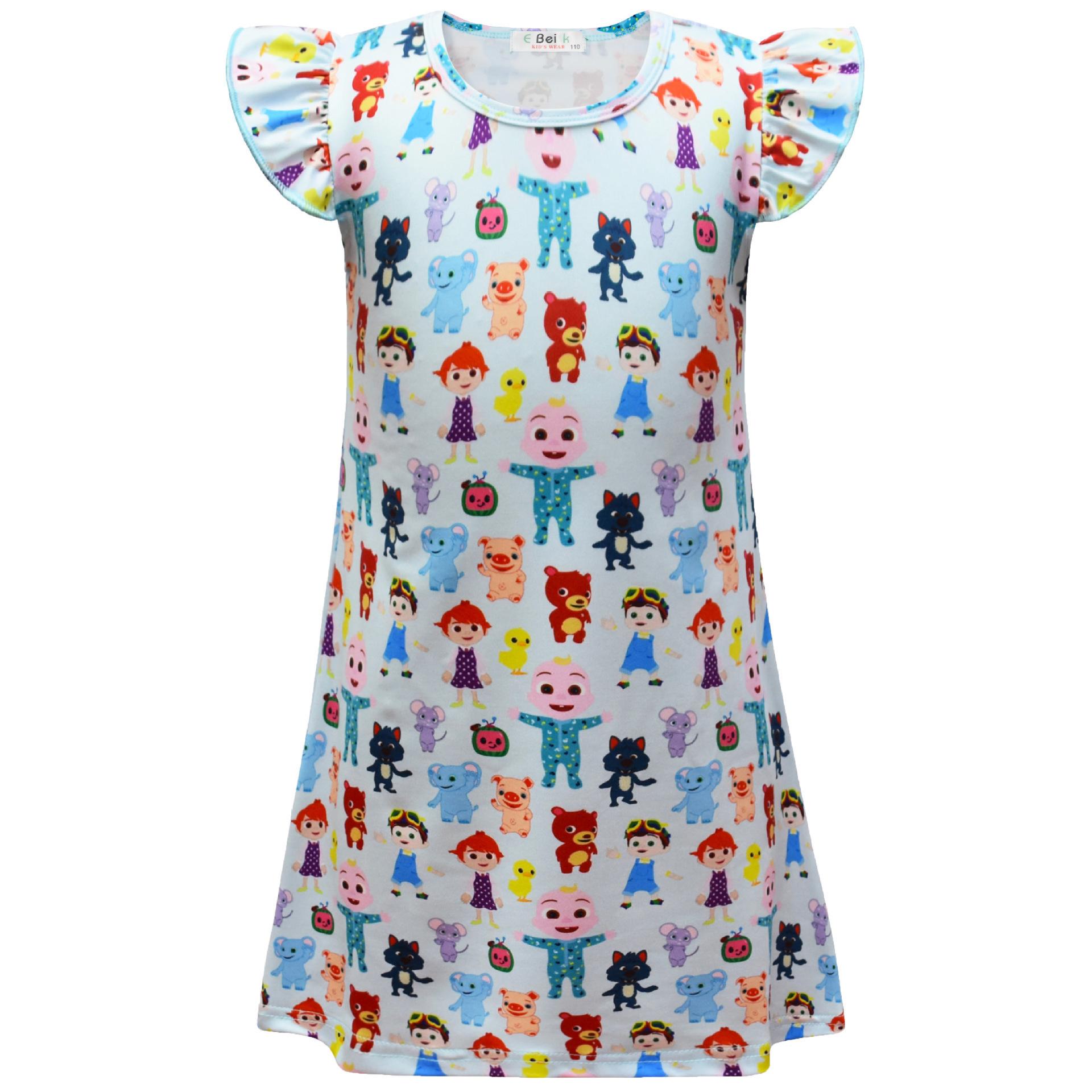 European And American Cartoon Children S Clothing, Girls  Skirts, Children S Loungewear Milk Silk Pajamas Skirt 0258 100 светло-синий