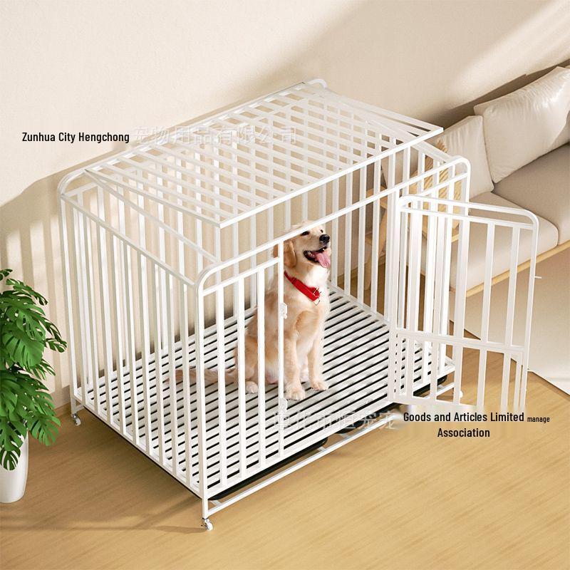 Indoor Dog Cage with Toilet for Large and Small Breeds - Suitable for Labrador and Golden Retriever, Includes Dog Bed