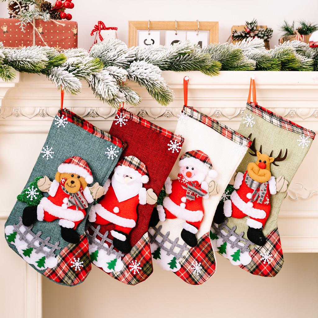 Christmas Burlap Plush Stockings Delightful Holiday Gift Bags For Candy And Decorations