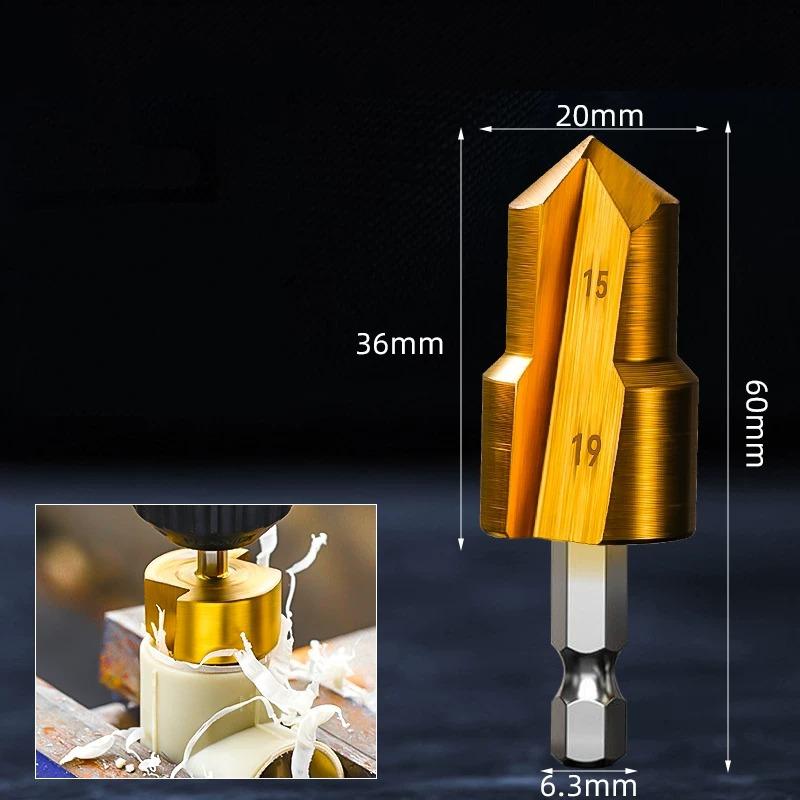 Hexagonal Handle PPR Lifting Drill Bit 24-31/18-24/15-19 Step Drill for Water/Electricity Pipe Multi-Layer Boring Hole Expansion