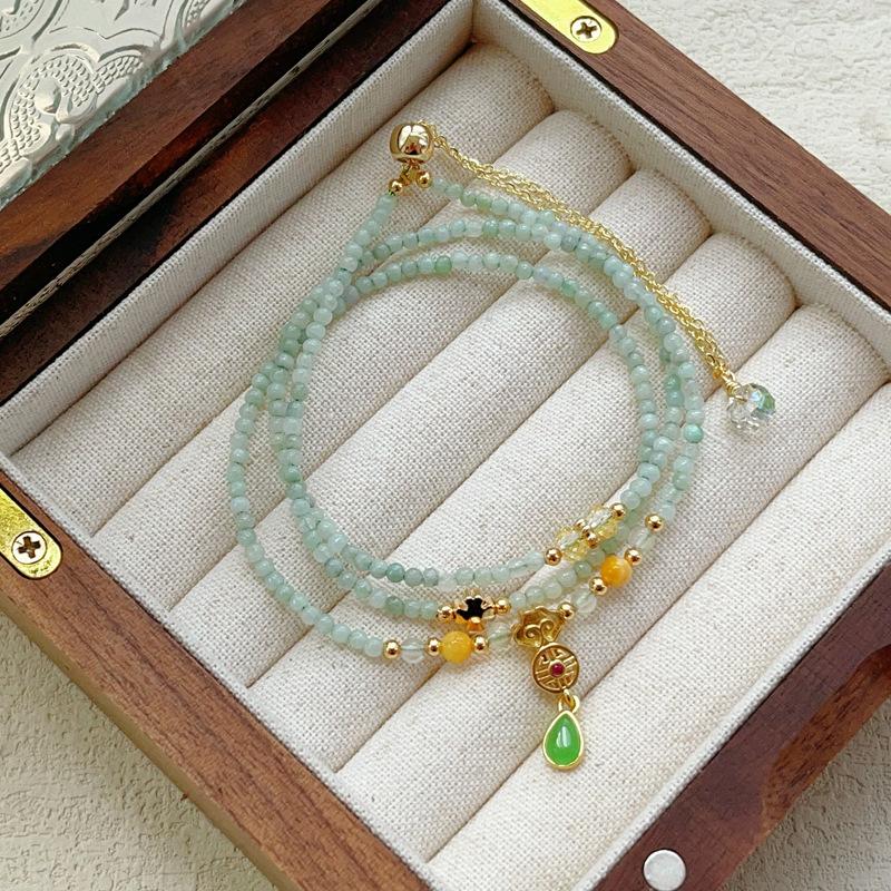 Jade A product, Myanmar jadeite bracelet three circles original bracelet pull-out bracelet, necklace available