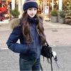 Hooded Fur Collar Cotton Jacket Women's Winter American Retro Thick Warm and Cold Resistant Short Bread Jacket